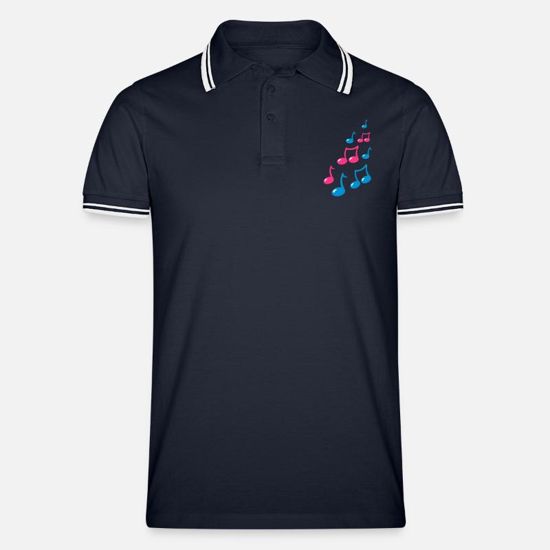 niedlich Noten - Männer Tipped Poloshirt - Navy/Weiß