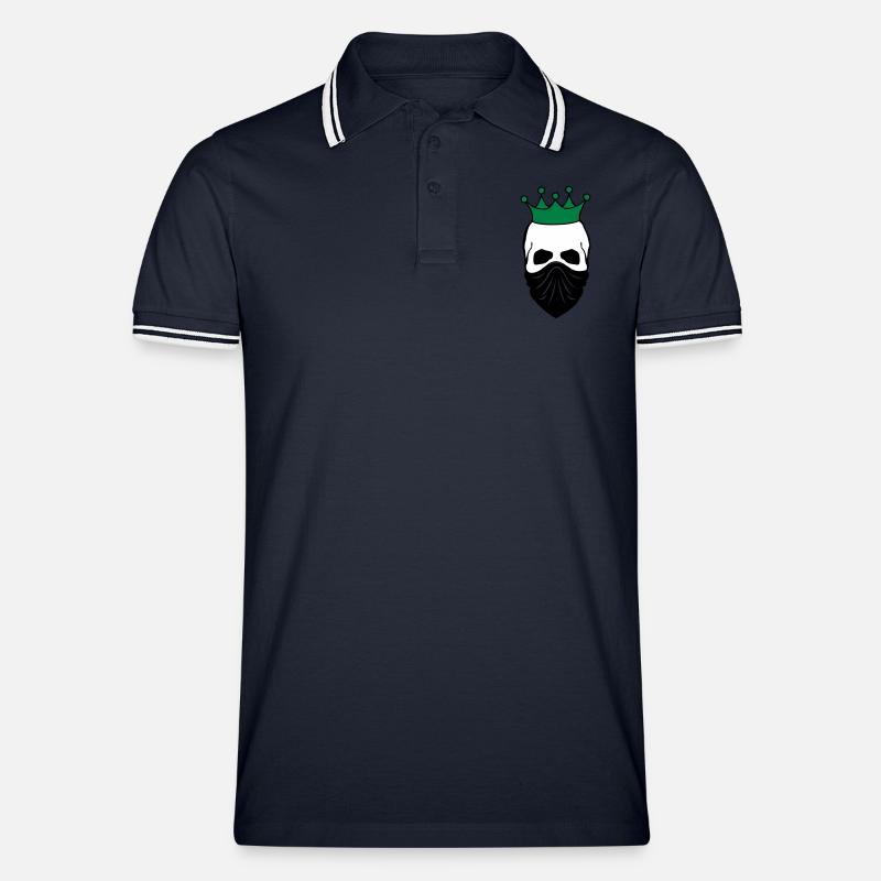 skull bandit king 02 - Männer Tipped Poloshirt - Navy/Weiß