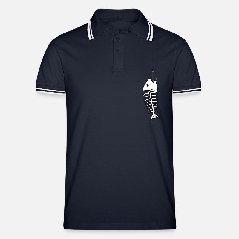 Fishbone On The Hook - Männer Tipped Poloshirt - Navy/Weiß