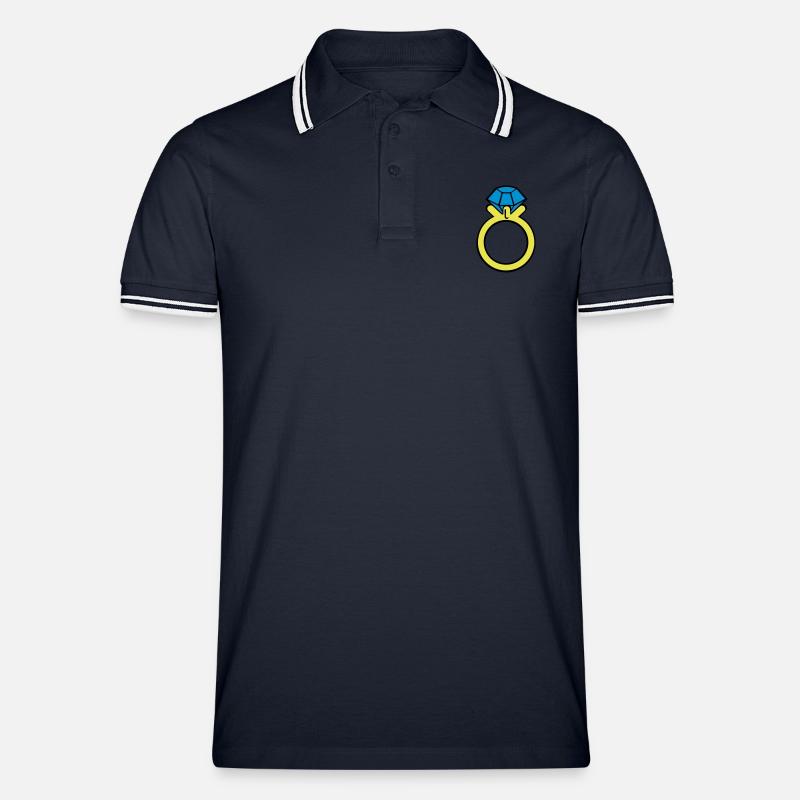 diamond ring - Männer Tipped Poloshirt - Navy/Weiß