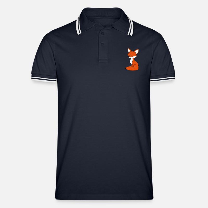 fuchs_02 - Männer Tipped Poloshirt - Navy/Weiß