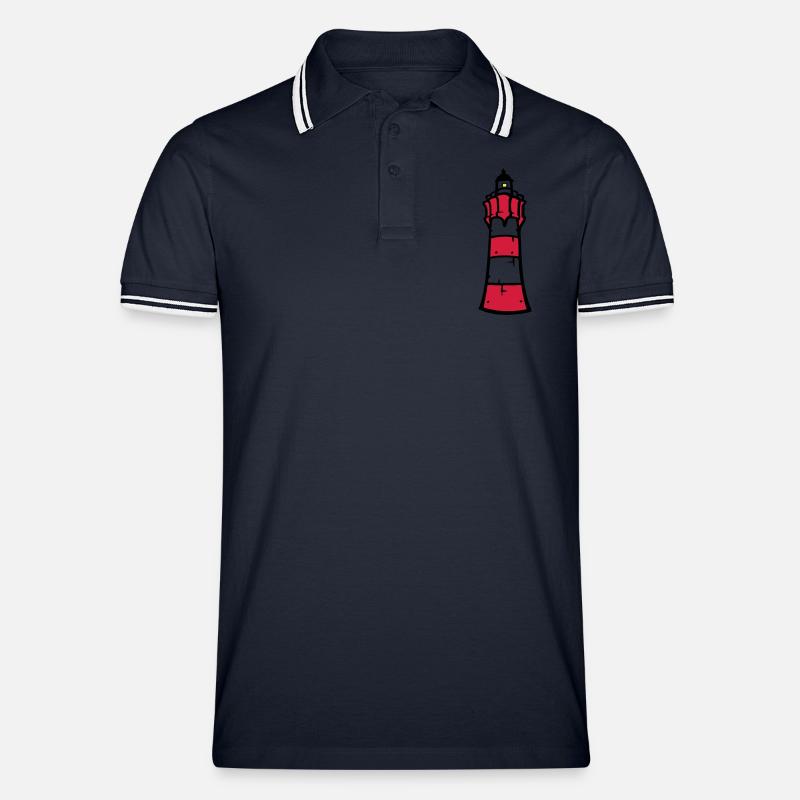 leuchtturm_3c - Männer Tipped Poloshirt - Navy/Weiß