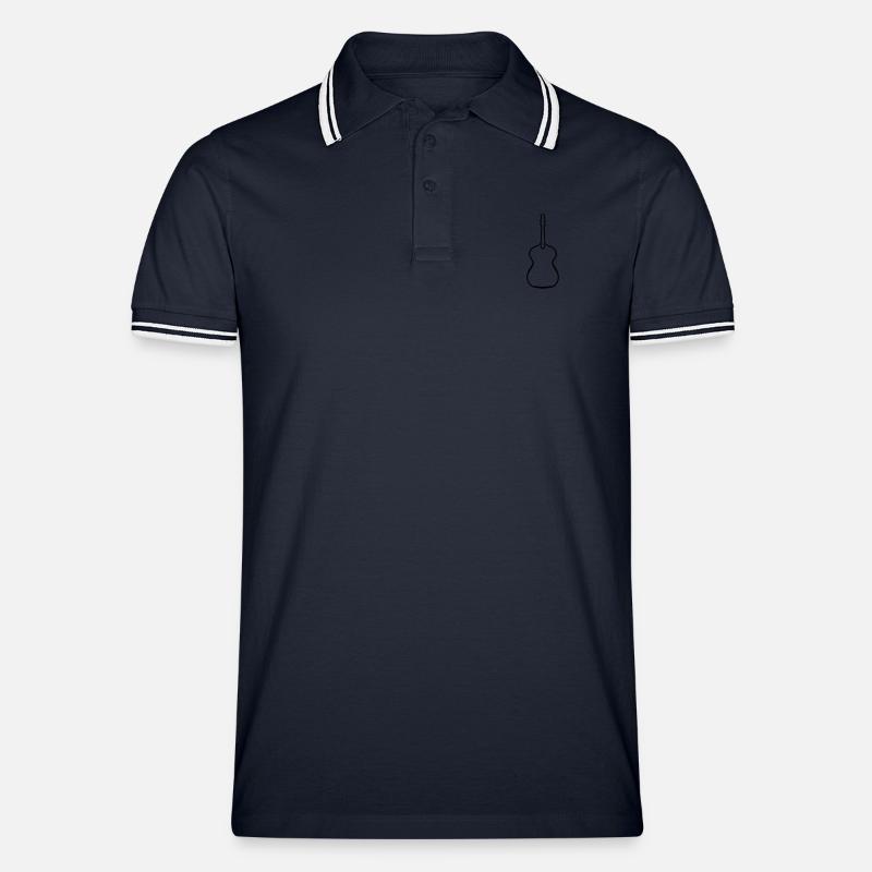 Gitarre - Männer Tipped Poloshirt - Navy/Weiß