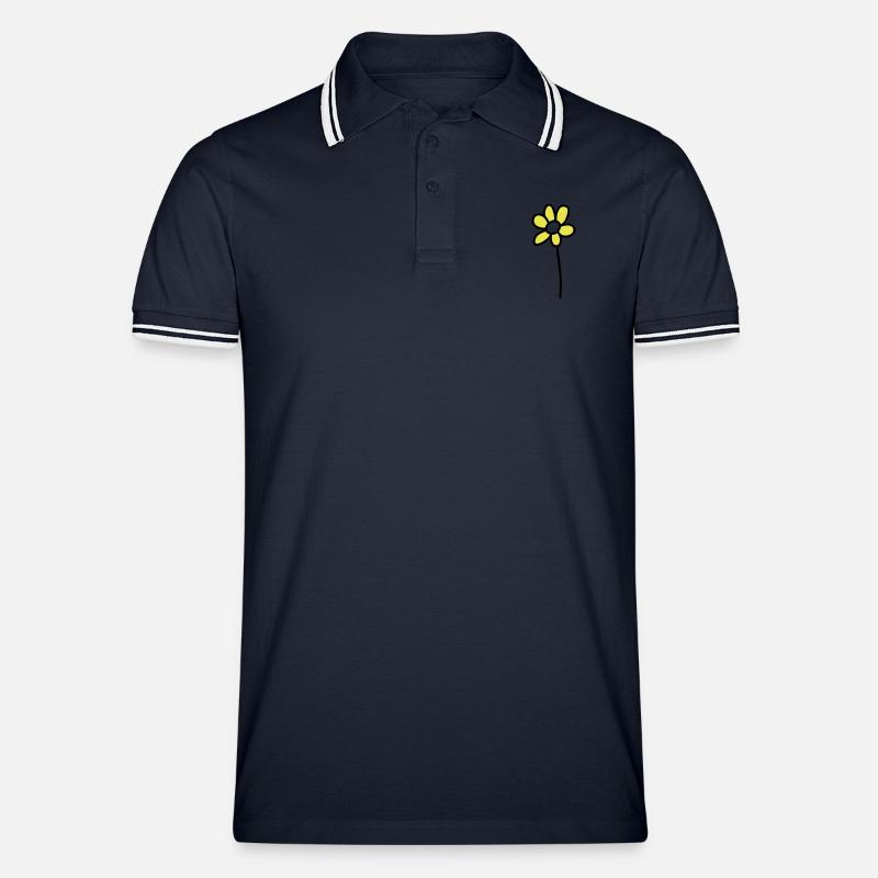 Blümchen - V2 - Männer Tipped Poloshirt - Navy/Weiß