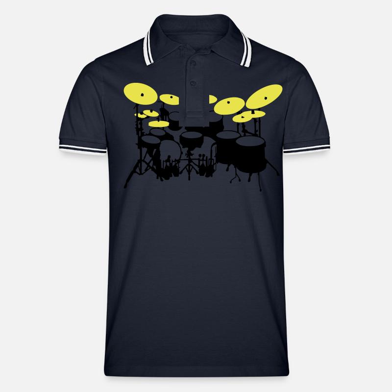 große Trommel-Kit - Männer Tipped Poloshirt - Navy/Weiß