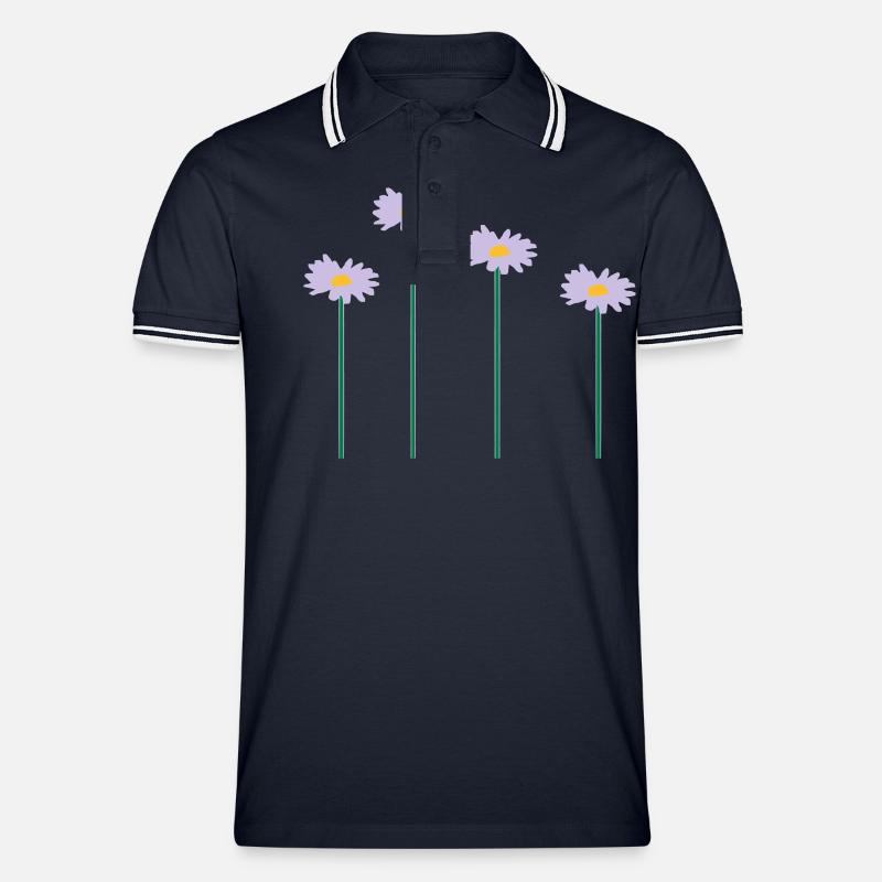 blumen - Männer Tipped Poloshirt - Navy/Weiß