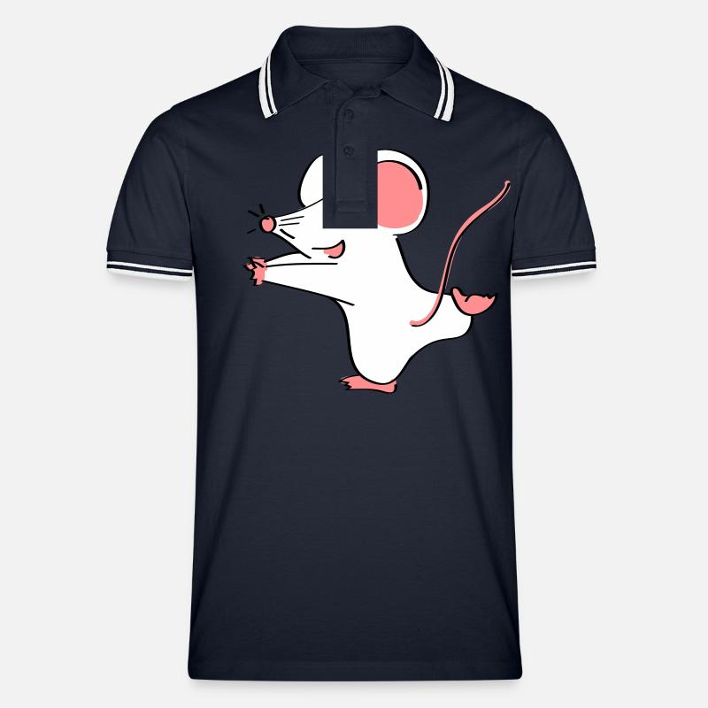 Mäusepaar Teil 1 - Männer Tipped Poloshirt - Navy/Weiß