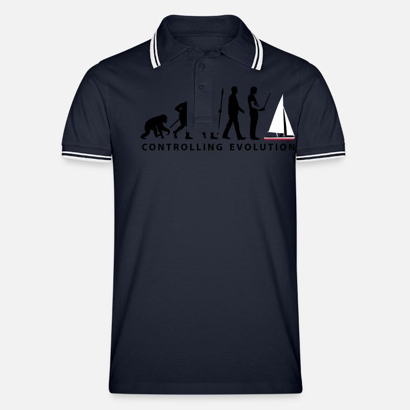 evolution Modellbauschiff_10_2016 - Männer Tipped Poloshirt - Navy/Weiß