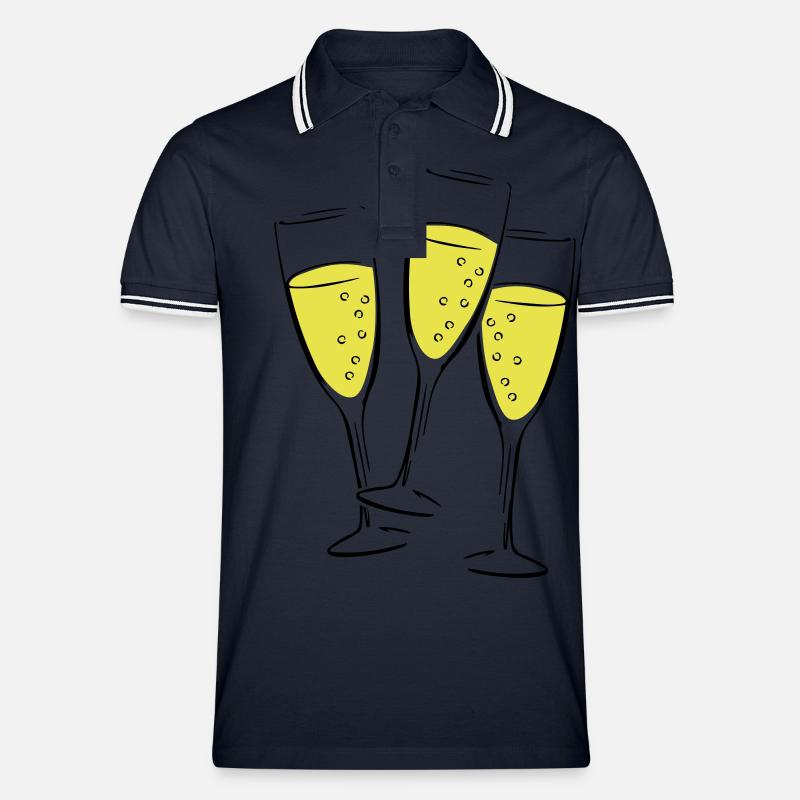 sekt glaeser illustration - Männer Tipped Poloshirt - Navy/Weiß