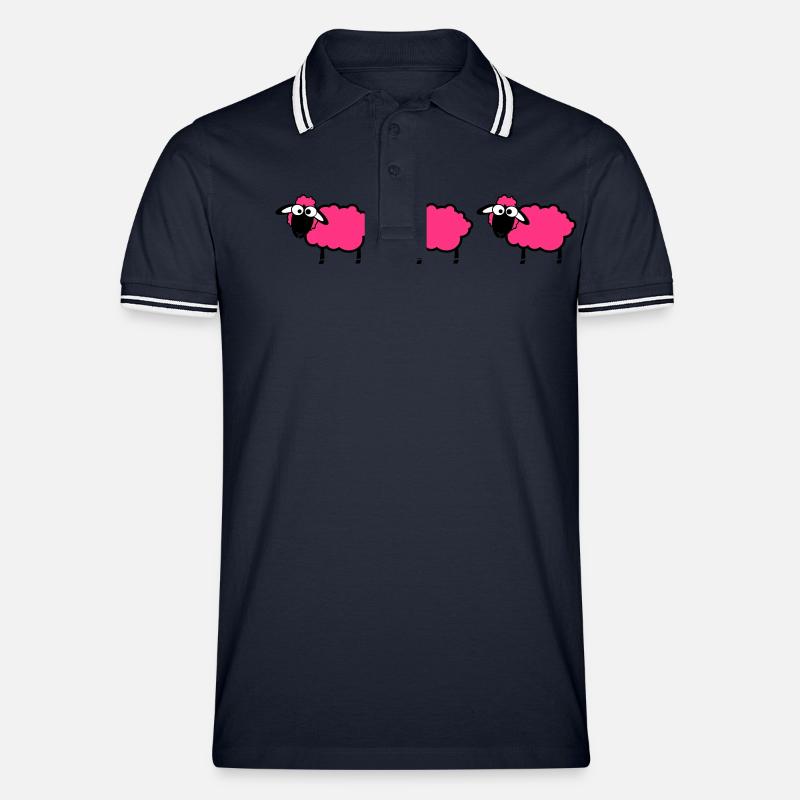 Schafherde - Männer Tipped Poloshirt - Navy/Weiß