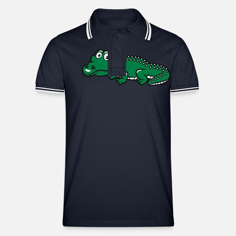 Krokodil witzig - Männer Tipped Poloshirt - Navy/Weiß