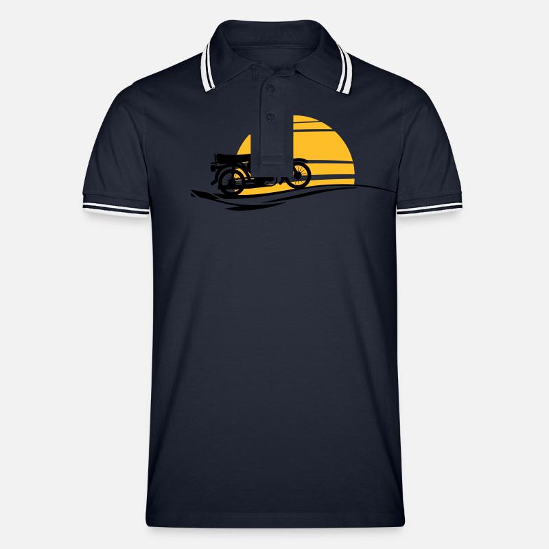 Fahrzeug - Simson Sonne - Männer Tipped Poloshirt - Navy/Weiß