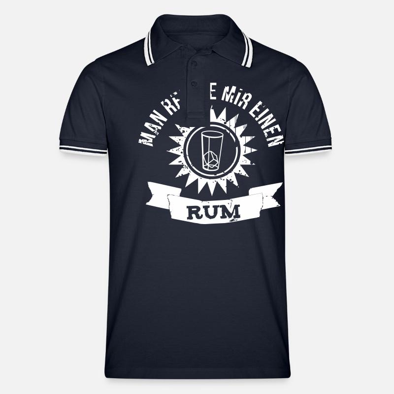 Man reiche mir einen Rum - Männer Tipped Poloshirt - Navy/Weiß