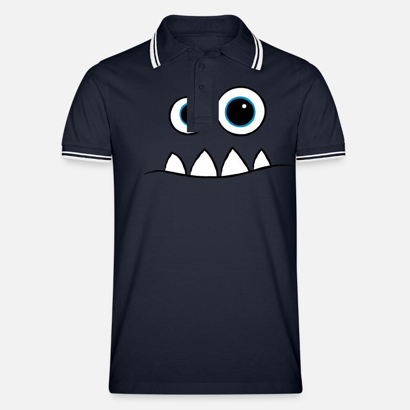Monster Face - Männer Tipped Poloshirt - Navy/Weiß