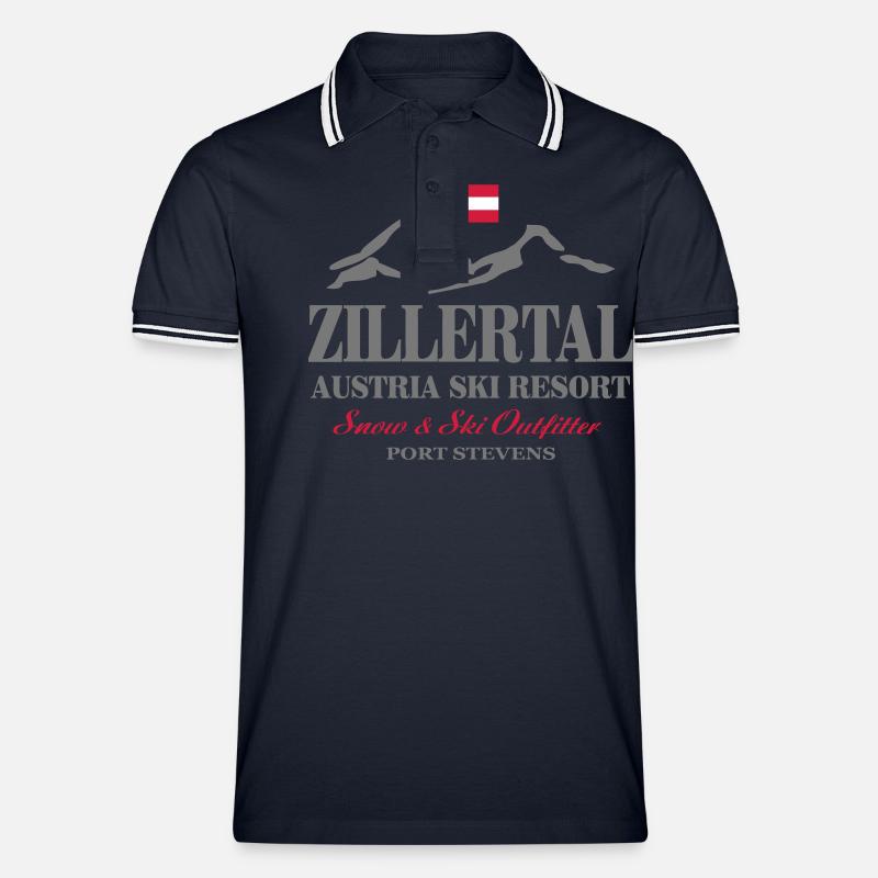 Zillertal - Austria Flag - Männer Tipped Poloshirt - Navy/Weiß