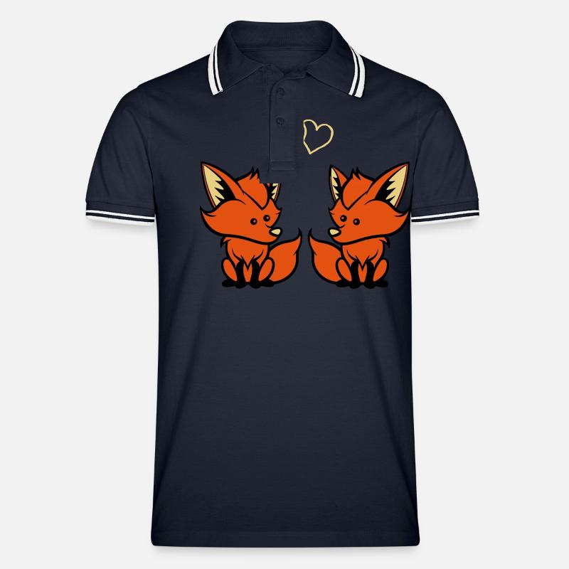 Füchse verliebt - Männer Tipped Poloshirt - Navy/Weiß