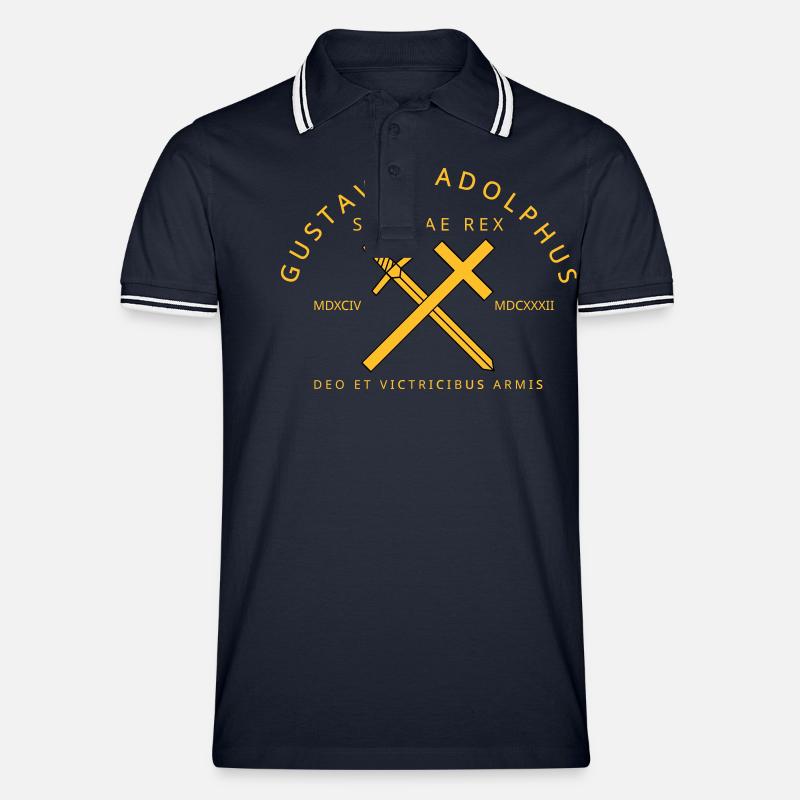 Gustav Adolf - Männer Tipped Poloshirt - Navy/Weiß