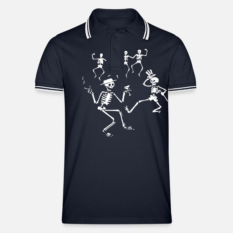 dancemacabre - Männer Tipped Poloshirt - Navy/Weiß