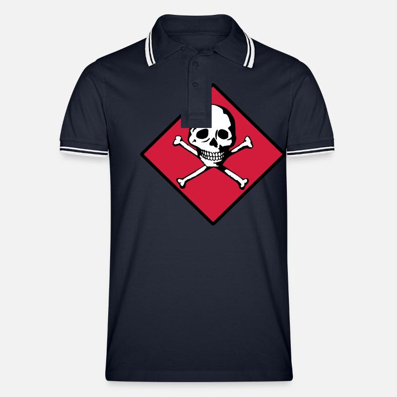 Schädel und Knochen - Männer Tipped Poloshirt - Navy/Weiß