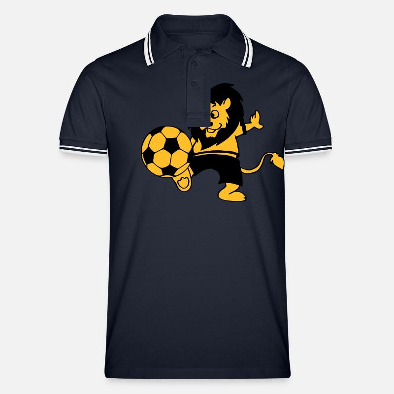 Fussball-Löwe - Männer Tipped Poloshirt - Navy/Weiß