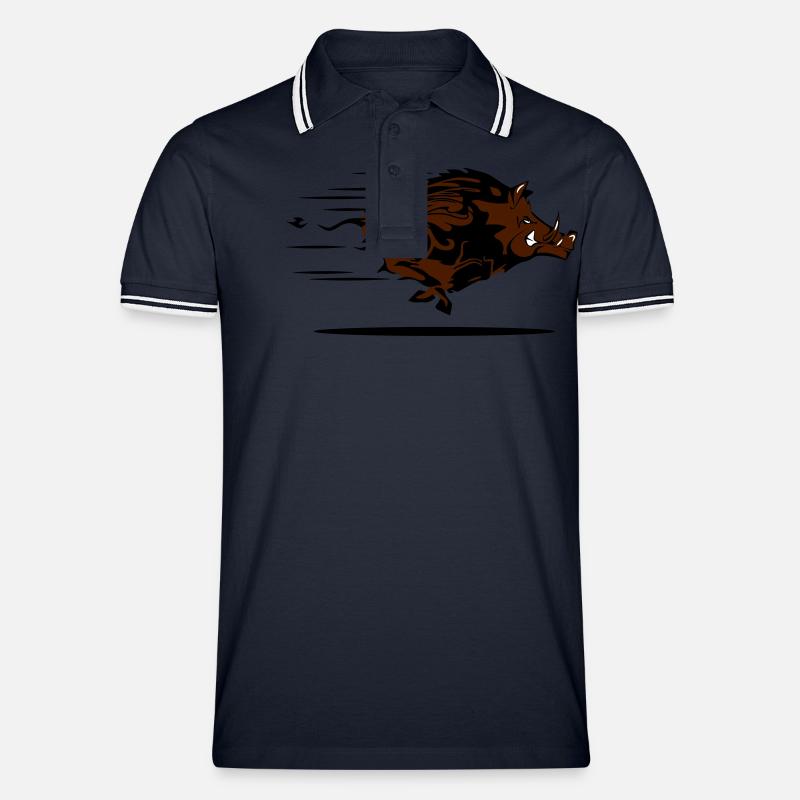 cinghiale - Polo per uomo - navy/bianco