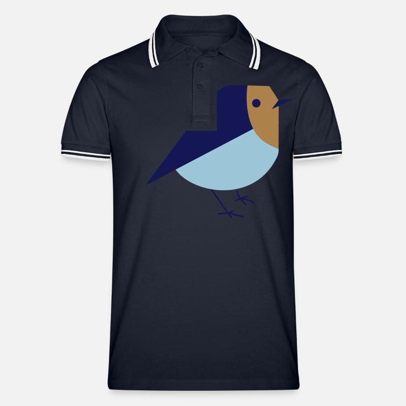 Vogel - Männer Tipped Poloshirt - Navy/Weiß