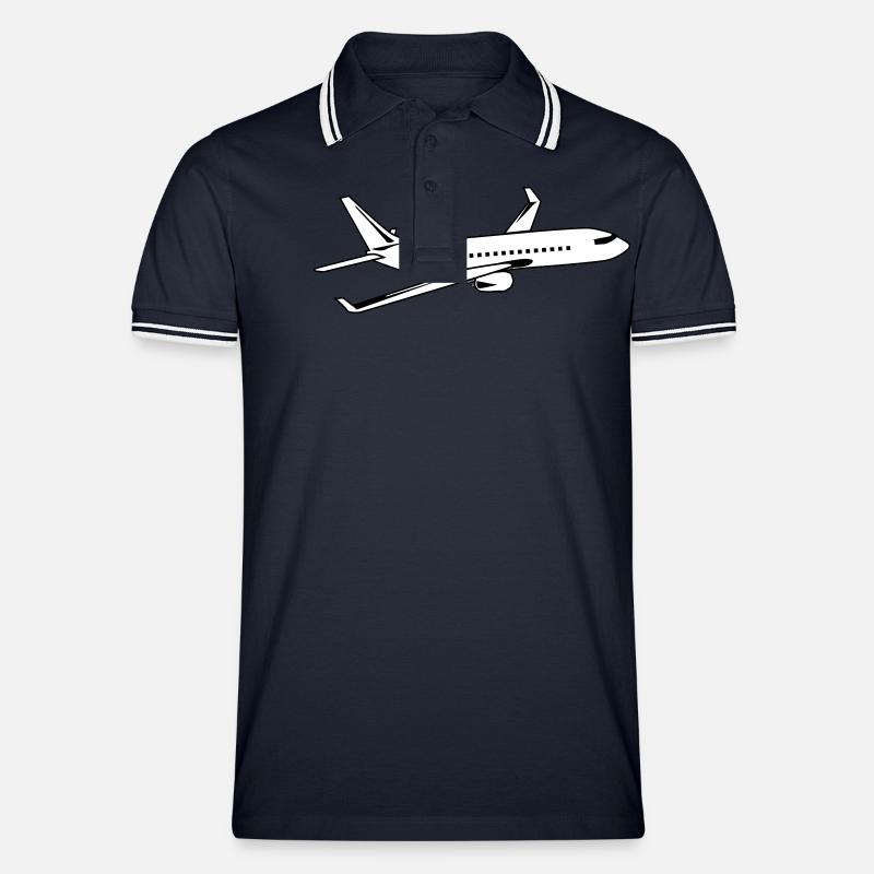 Flugzeug - Männer Tipped Poloshirt - Navy/Weiß
