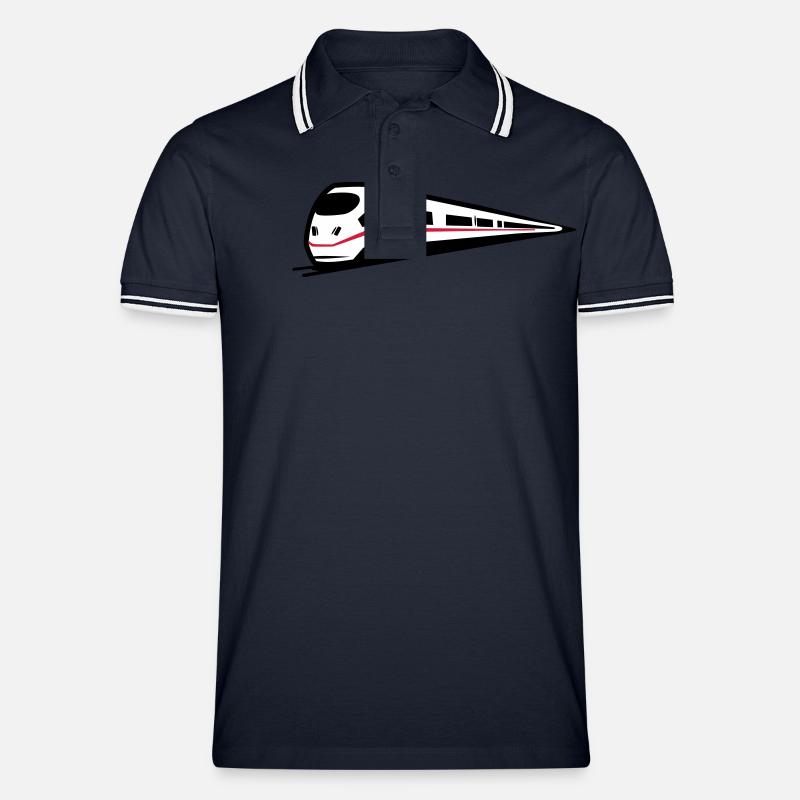 Zug Eisenbahn ice - Männer Tipped Poloshirt - Navy/Weiß