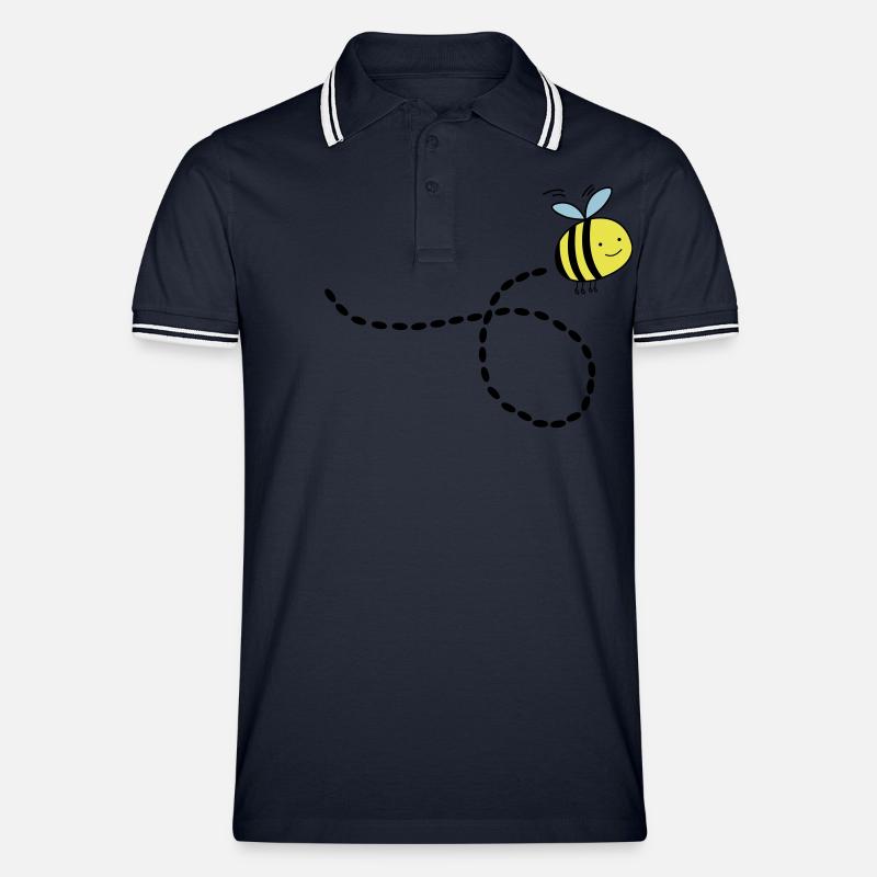 flying_bee_02 - Männer Tipped Poloshirt - Navy/Weiß