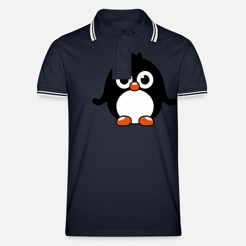pinguin_1_f3 - Männer Tipped Poloshirt - Navy/Weiß