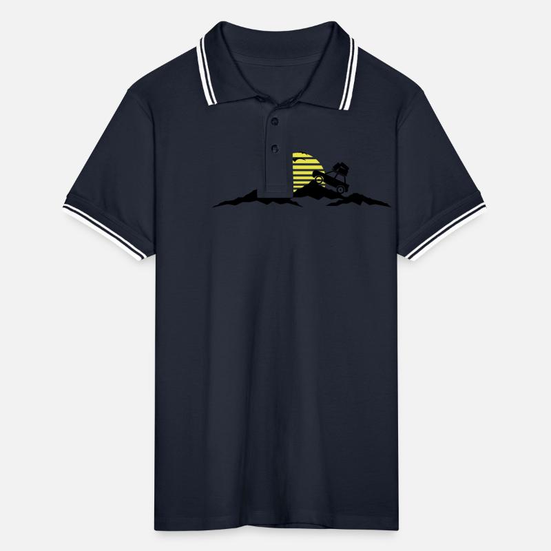 Reise - Berge Auto Männer Tipped Poloshirt