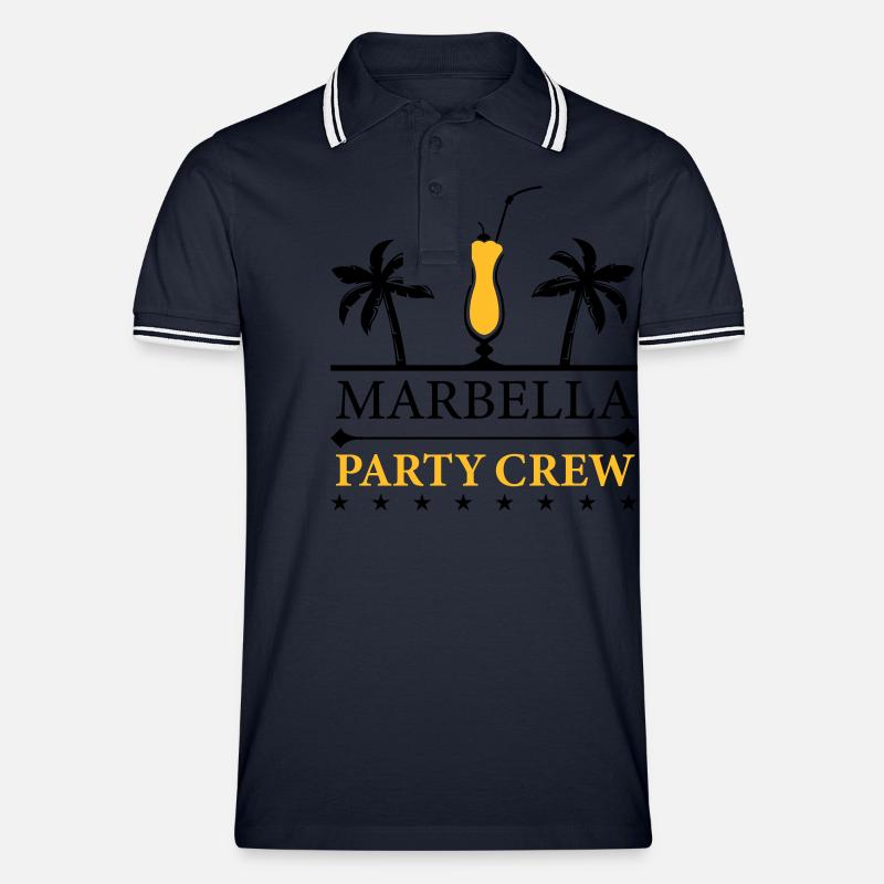 marbella party crew - Männer Tipped Poloshirt - Navy/Weiß