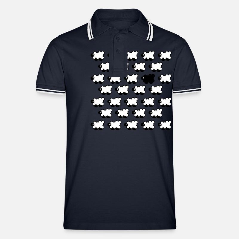 Schwarzes Schaf 2C - Männer Tipped Poloshirt - Navy/Weiß