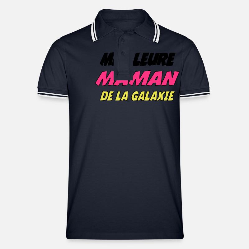 DIE BESTE MUTTER DER GALAXIE - Männer Tipped Poloshirt - Navy/Weiß