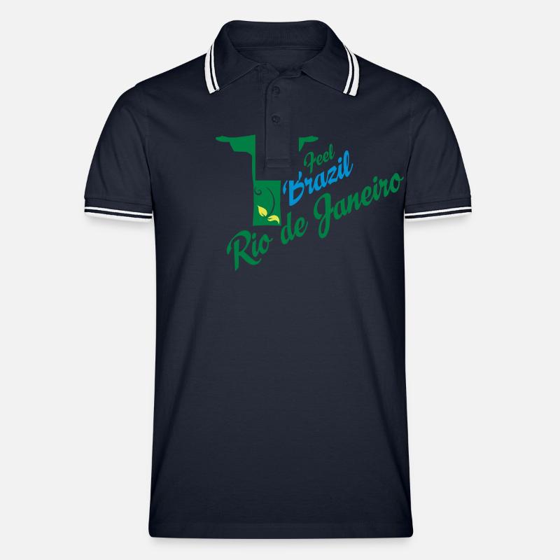 Rio de Janeiro - Männer Tipped Poloshirt - Navy/Weiß