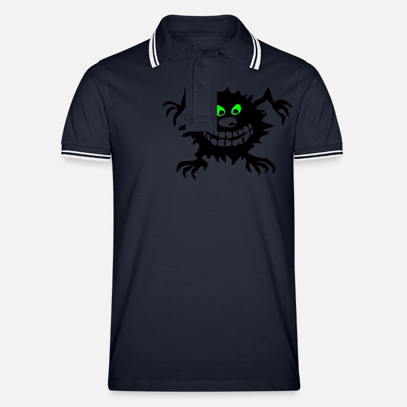 Monster - Eater - Männer Tipped Poloshirt - Navy/Weiß