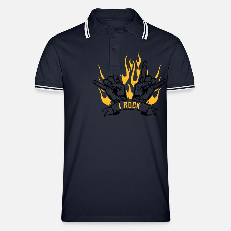 I rock - Männer Tipped Poloshirt - Navy/Weiß