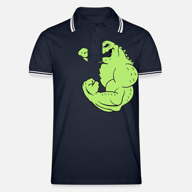 strong_crocodile_2 - Männer Tipped Poloshirt - Navy/Weiß