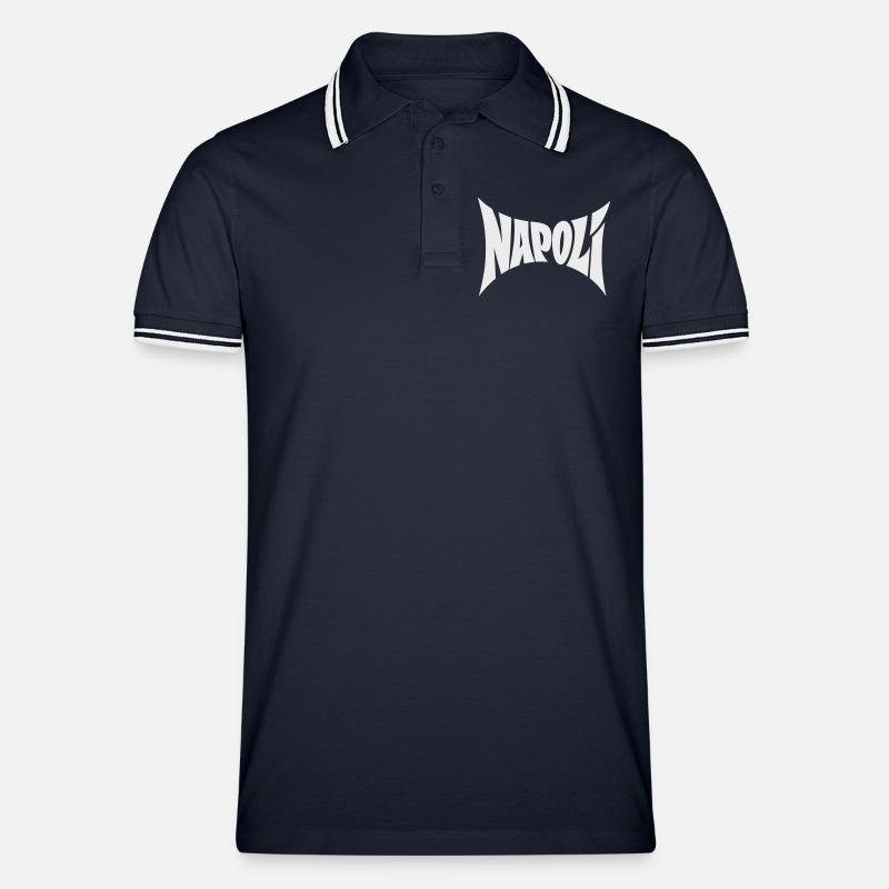 Napoli Typografie Design - Männer Tipped Poloshirt - Navy/Weiß