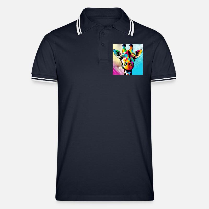 Giraffa Pop Art - Polo per uomo - navy/bianco
