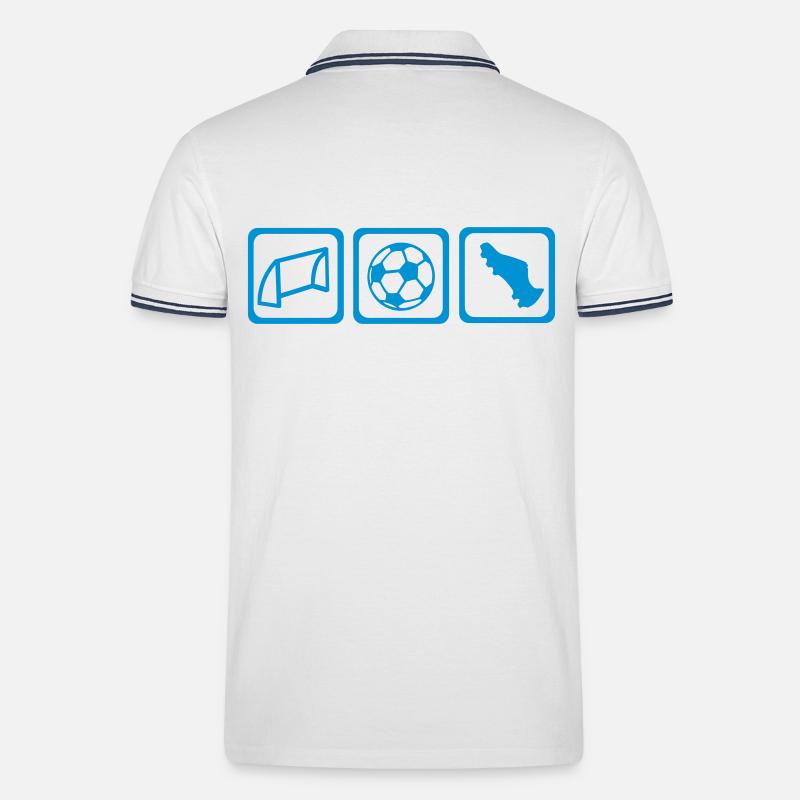 Fußball - Männer Tipped Poloshirt - Weiß/Navy