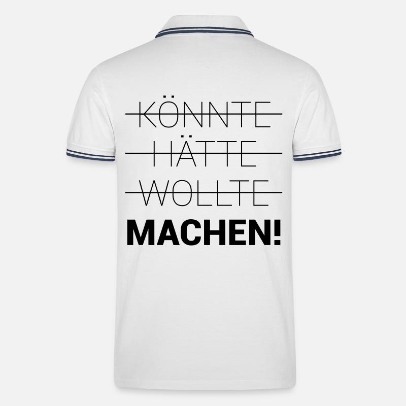Könnte Hätte Wollte Machen - Männer Tipped Poloshirt - Weiß/Navy