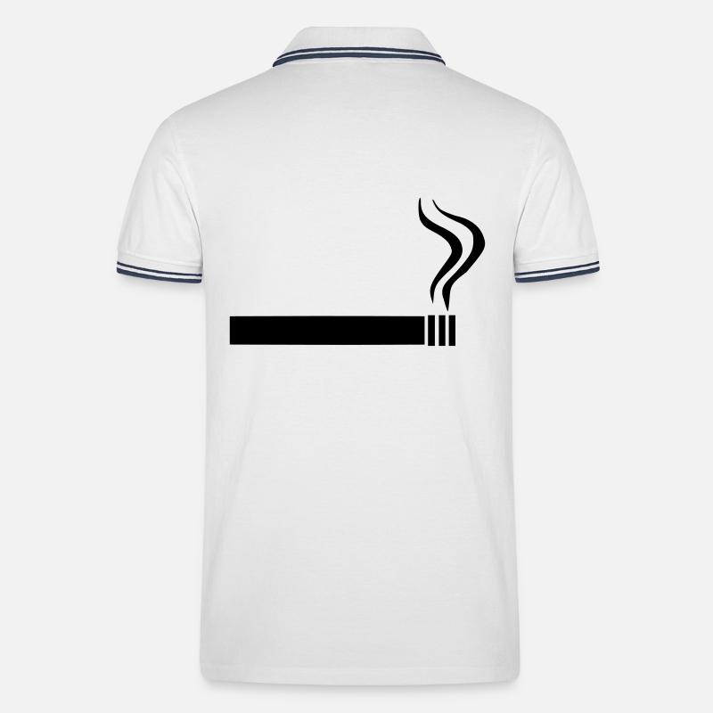 Zigarette - Rauchen - Männer Tipped Poloshirt - Weiß/Navy