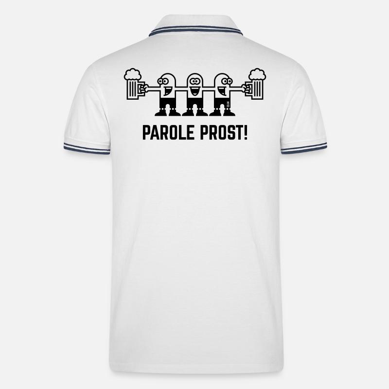 Parole Prost! (Bier / Biertrinker / 1C) - Männer Tipped Poloshirt - Weiß/Navy