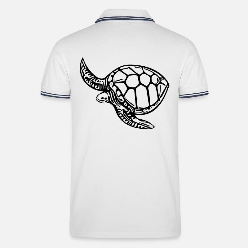 Schildkröte - Männer Tipped Poloshirt - Weiß/Navy