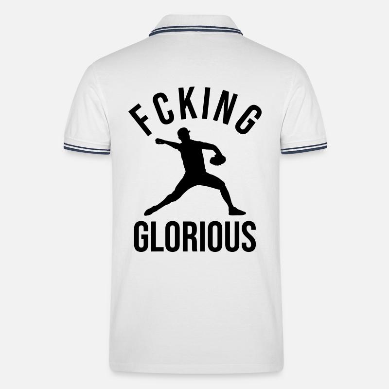 Baseball Pitcher Design Geschenk - Männer Tipped Poloshirt - Weiß/Navy