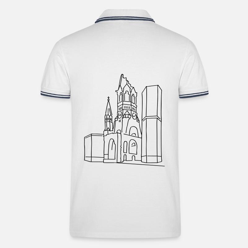 Gedächtniskirche Berlin - Männer Tipped Poloshirt - Weiß/Navy