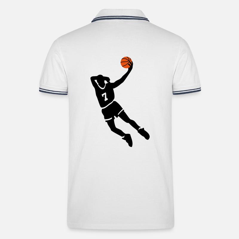Basketball slam dunk - Männer Tipped Poloshirt - Weiß/Navy