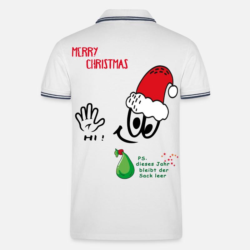 Weihnachtsmann, Merry Christmas, Comic - Männer Tipped Poloshirt - Weiß/Navy