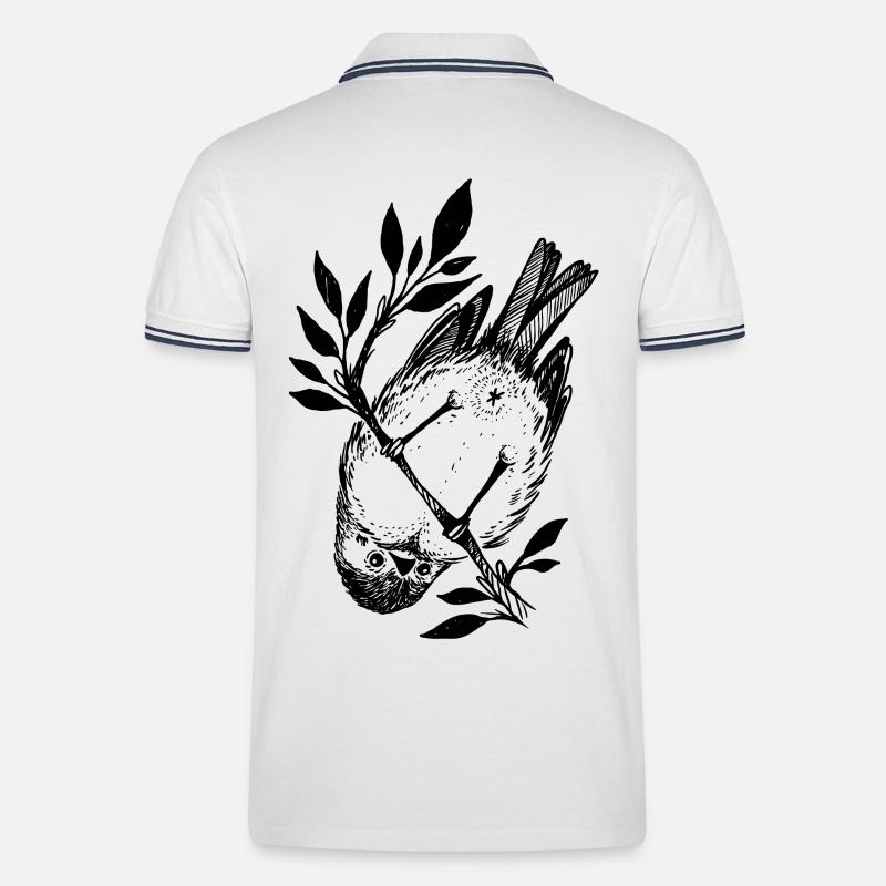 Kleiner frecher Vogel - Männer Tipped Poloshirt - Weiß/Navy